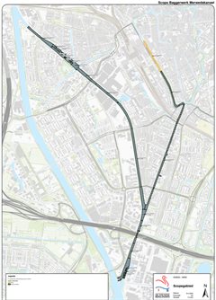 Kaart baggeren stad Utrecht - Merwedekade, Vaartsche Rijn en Catharijnesingel